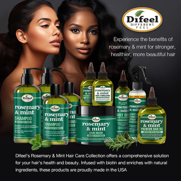 DIFEEL ROSEMARY AND MINT PREMIUM HAIR OIL WITH BIOTIN - LARGE 12 OZ.