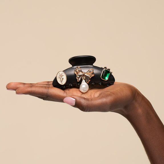 Kitsch pop Curved Claw Clip 7pc Set Vintage - Black