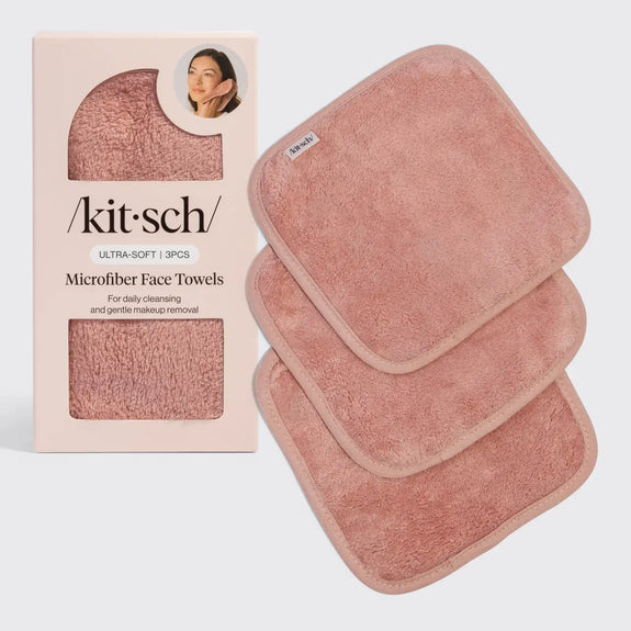 Kitsch Microfiber Face Towels 3pc Set - Terracotta