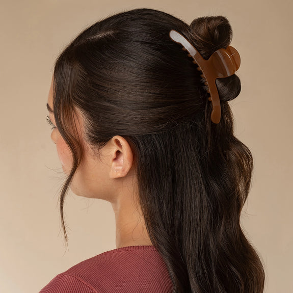Kitsch Recycled Plastic Large Arched Clip  Mocha