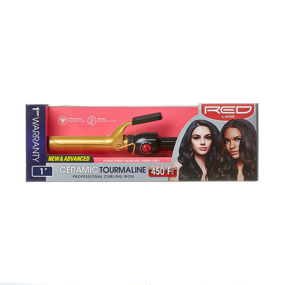 Red By Kiss Ceramic Tourmaline Professional Curling Iron 1"