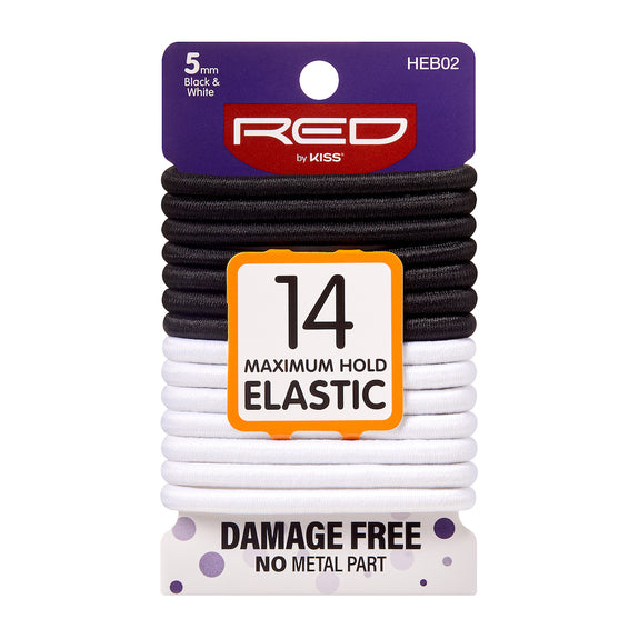 RED BY KISS Elastic Hair Band 5mm (14ct) Black&White