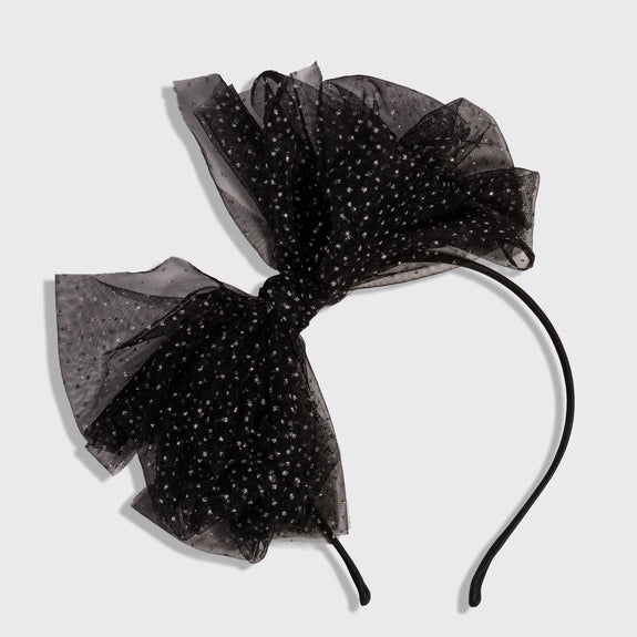 Kitsch Glitter Tulle Headband Black