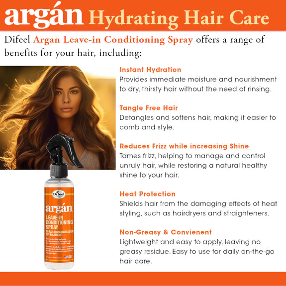 DIFEEL ARGAN HYDRATING LEAVE IN CONDITIONING SPRAY 6 OZ.