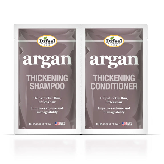 DIFEEL ARGAN THICKENING SHAMPOO & CONDITIONER COMBO TRAVEL SIZED PACKET 2 OZ