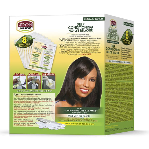 African Pride Olive Miracle No-Lye Relaxer Kit Regular 8 Pack