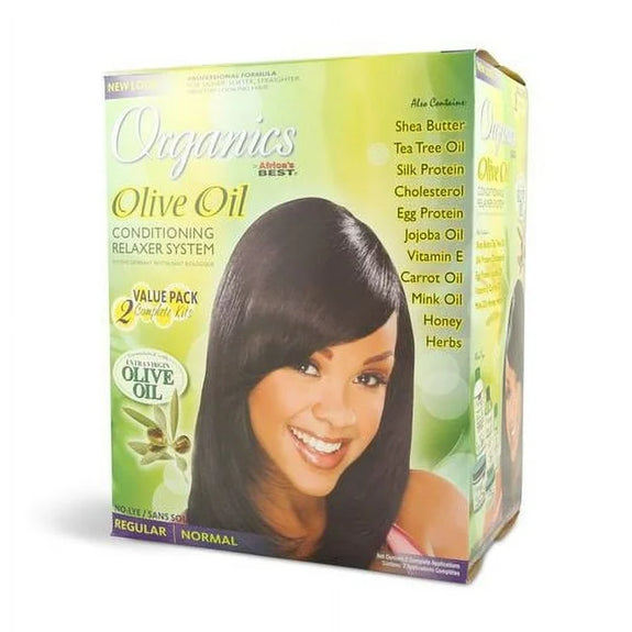 Africas Best Organics Olive Oil Conditioning No Lye Relaxer System KIT 2 APPLICATION