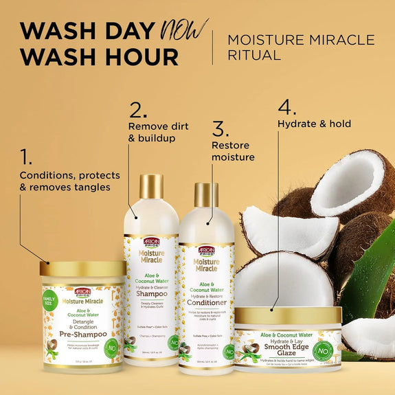 African Pride Moisture Miracle Aloe & Coconut Water Smooth Edge Glaze 170g/6oz