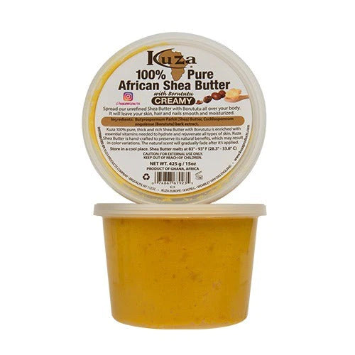 Kuza 100% Pure African Shea Butter with Borututu, Yellow, Creamy