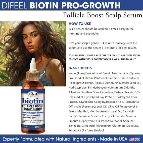 DIFEEL BIOTIN FOLLICLE BOOST SCALP SERUM 4 OZ.