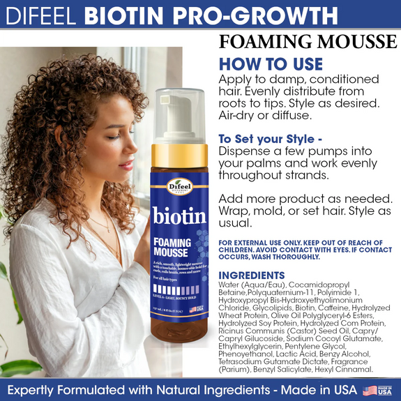 DIFEEL BIOTIN FOAMING MOUSSE 8 OZ