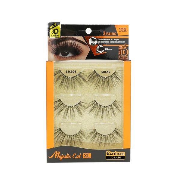 EBIN MAJESTIC CAT 25MM 3D LASHES - 3 PAIRS