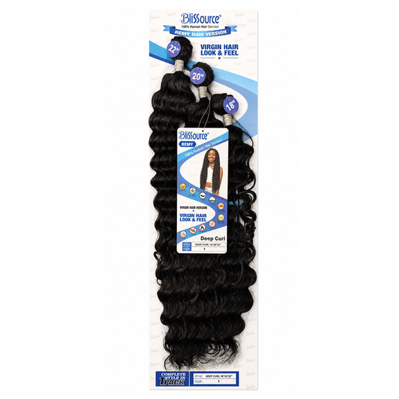 Blissource 100% Human Hair Blended Weave Deep Curl 18”20”22”