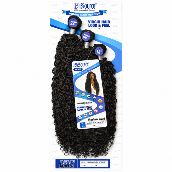 Blissource 100% Human Hair Blended Weave Marina Curl 18”20”22”