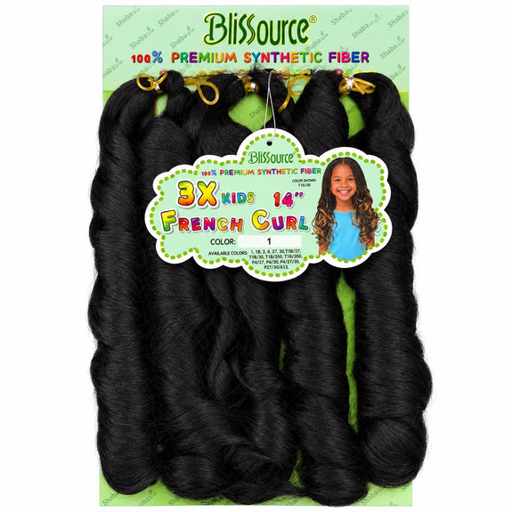 Blissource 100% Premium Synthetic Fiber 3x 14" Kids French Curl