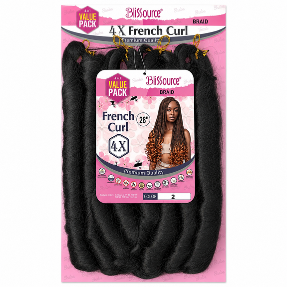 Blissource Premium 4x 28” French Curl Braids