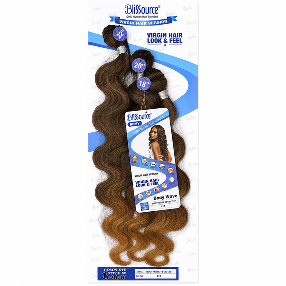 Blissource 100% Human Hair Blended Weave Body Wave 18”20”22”