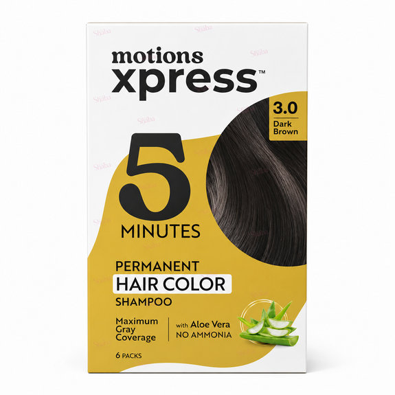 Motions Xpress 5Minutes Permanent Hair Color Shampoo 3.0 Dark Brown (6 pack)
