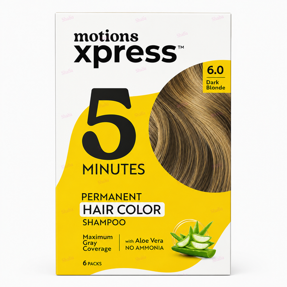 Motions Xpress 5Minutes Permanent Hair Color Shampoo 6.0 Dark Blonde 6 Pack