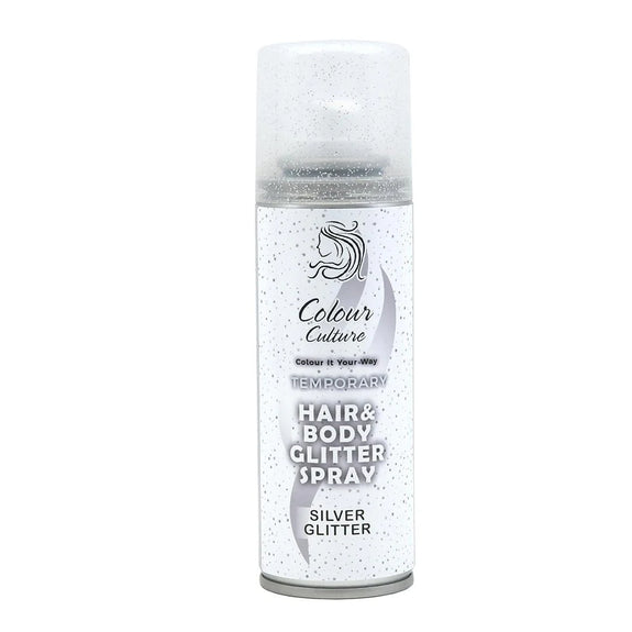 Colour Culture Temporary Hair & Body Silver Glitter Colour Spray 125ml