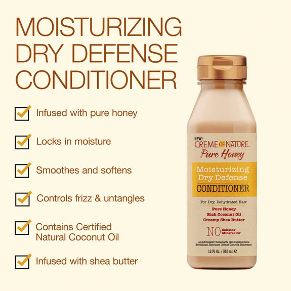 CREME  OF NATURE PURE HONEY Moisturizing Dry Defense Conditioner 12oz