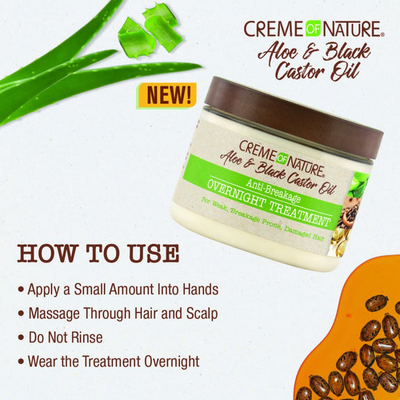 CREME OF NATURE ALOE & BLACK CASTOR OIL Anti-Breakage Overnight Treatment  4.76 OZ