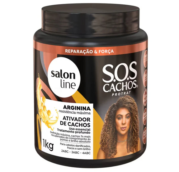 SALON LINE ATIVADOR DE CACHOS SOS CACHOS ARGININA RECONSTRUÇÃO SALON LINE 1KG