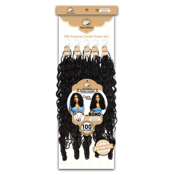 Dressmaker 100% Seamless Crochet Human Hair Burmess Curl 18" Natural Color
