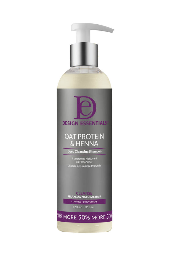 DESIGN ESSENTIALS Oat Protein & Henna Deep Cleansing Shampoo-12 OZ