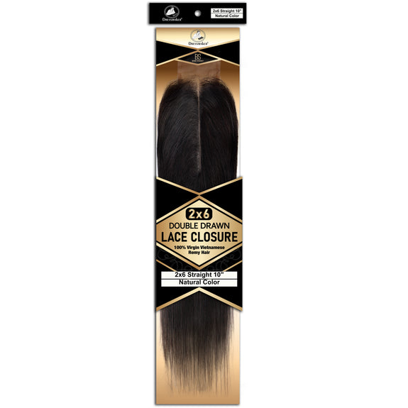 Dressmaker 100% Virgin Vietnamese Double Drawn Lace Closure 2x6 Straight