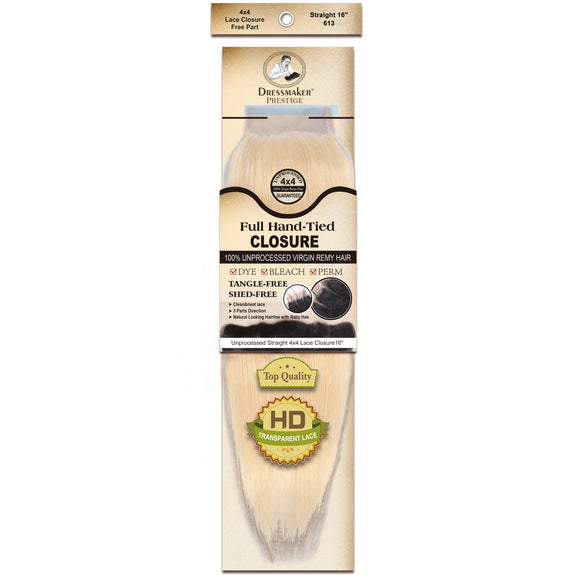 Dressmaker 100% Unprocessed Virgin Remy Straight 613 Lace Closure Free Part 4x4