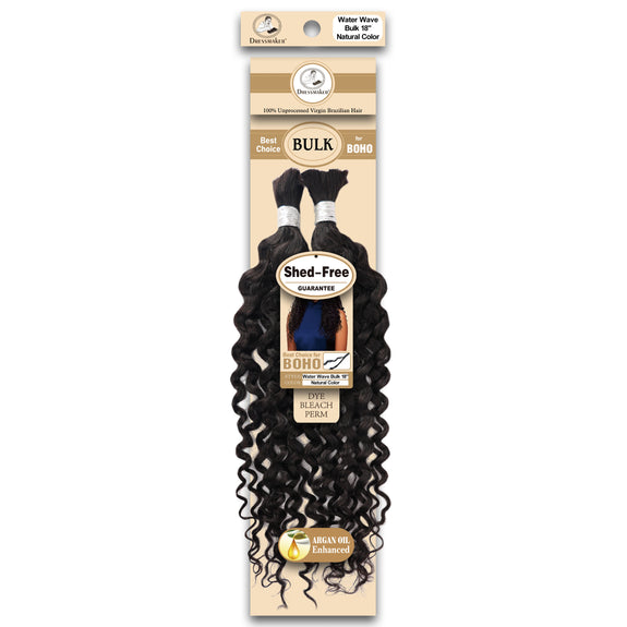 Dressmaker 100% Unprocessed Virgin Brazilian Boho Braids Water Wave Bulk 18" Natural Color