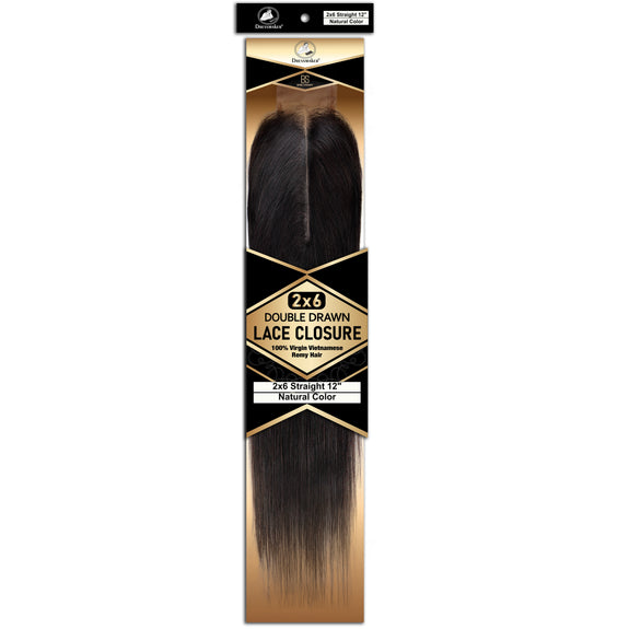 Dressmaker 100% Virgin Vietnamese Double Drawn Lace Closure 2x6 Straight