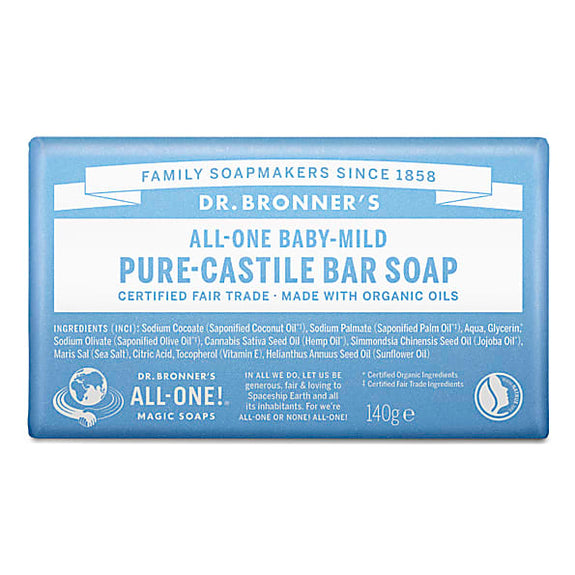 DR.BRONNER PURE-CASTILE BAR SOAP - BABY UNSCENTED -140 G