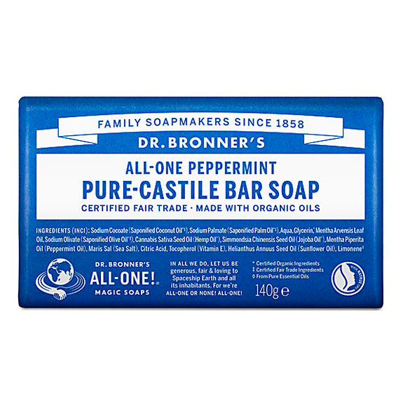 DR.BRONNER PURE-CASTILE BAR SOAP - PEPPERMINT-140G