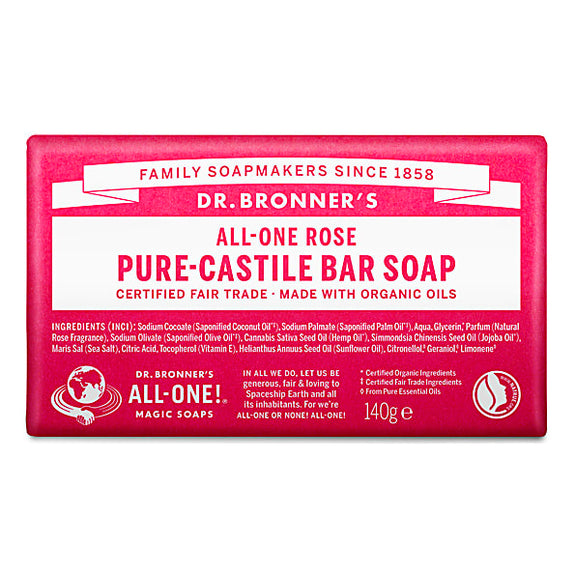 DR.BRONNER PURE-CASTILE BAR SOAP - ROSE-140 G