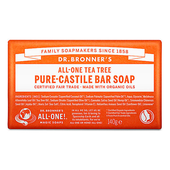 DR.BRONNER PURE-CASTILE BAR SOAP - TEA TREE-140 G