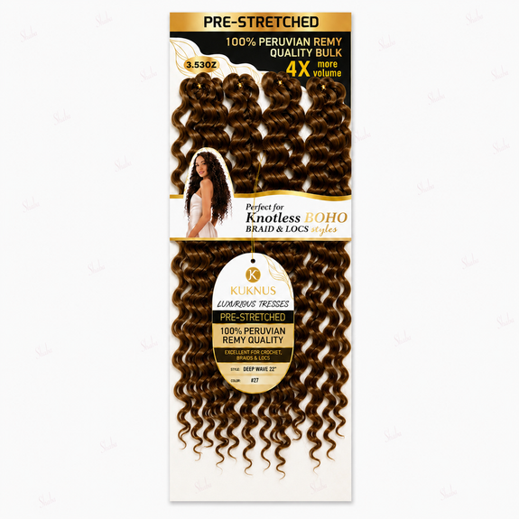 Kuknus Luxurious Tresses 100% Peruvian Remy Quality Deep Twist Bulk  22"