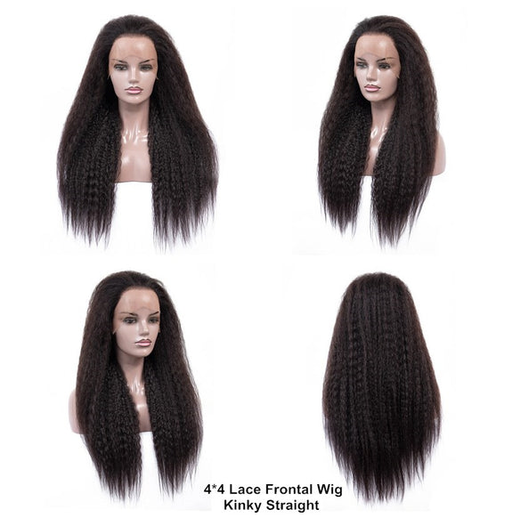 Dressmaker Brazillian Swiss Lace Frontal 4x4 Wig Kinky Straight