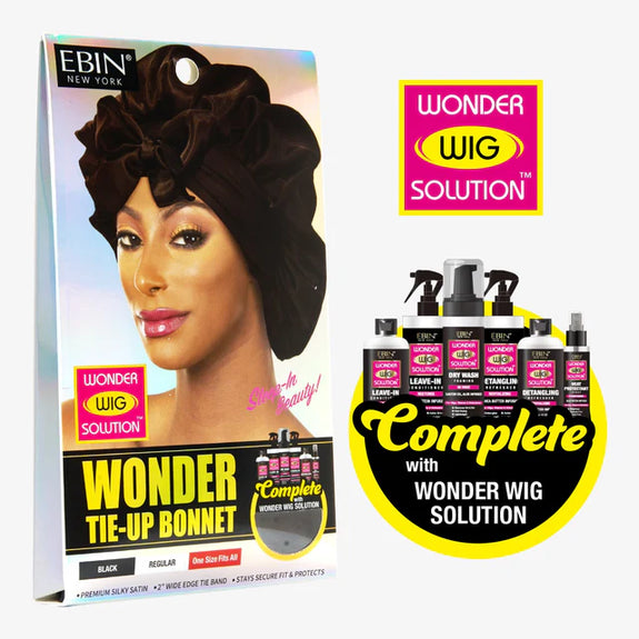 EBIN Wonder Wig Tie-Up Bonnet - Black