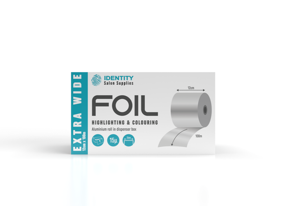 Identity Extra Wide Hair Foil 12cm x 100M DISPENSER BOX