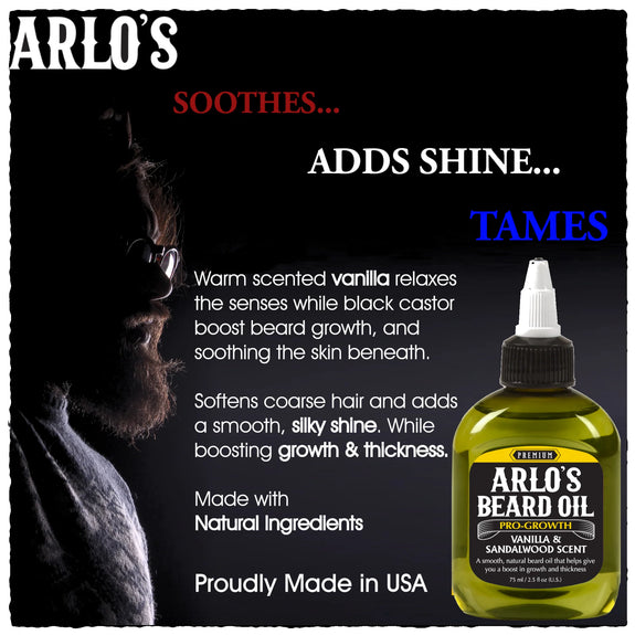 Arlo's Pro Growth Beard Oil - Vanilla Sandalwood 2.5 oz.