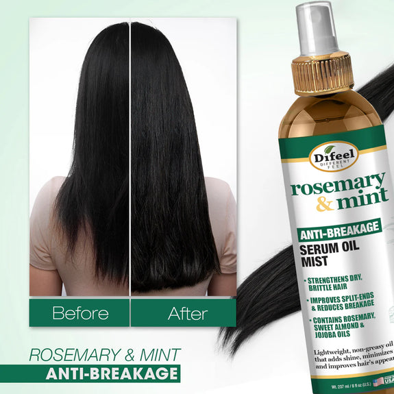 DIFEEL ROSEMARY AND MINT ANTI-BREAKAGE SERUM OIL MIST 8 OZ.