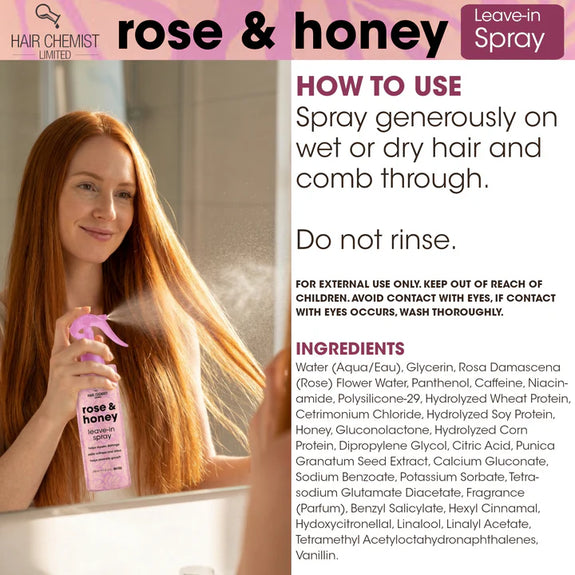 Hair Chemist Rose & Honey Leave in Spray 240ml/8oz