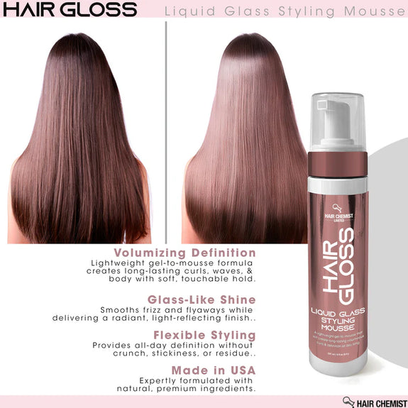 Hair Chemist Hair Gloss Liquid Glass Styling Mousse 237ml/8oz