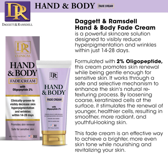 DAGGETT & RAMSDELL HAND AND BODY FADE CREAM WITH OLIGOPEPTIDE 2% 4 OZ.