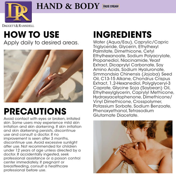 DAGGETT & RAMSDELL HAND AND BODY FADE CREAM WITH OLIGOPEPTIDE 2% 4 OZ.