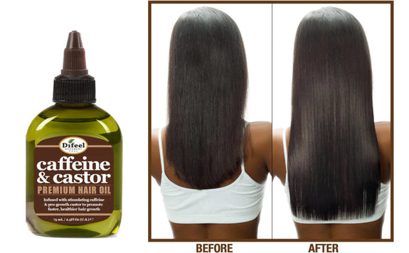 DIFEEL CAFFEINE & CASTOR PREMIUM HAIR OIL FOR FASTER HAIR GROWTH 2.5 OZ.