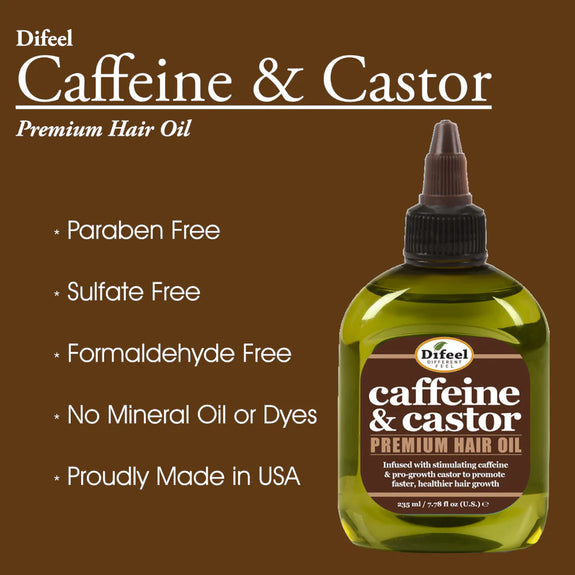 DIFEEL CAFFEINE & CASTOR PREMIUM HAIR OIL FOR FASTER HAIR GROWTH 7.1 OZ.