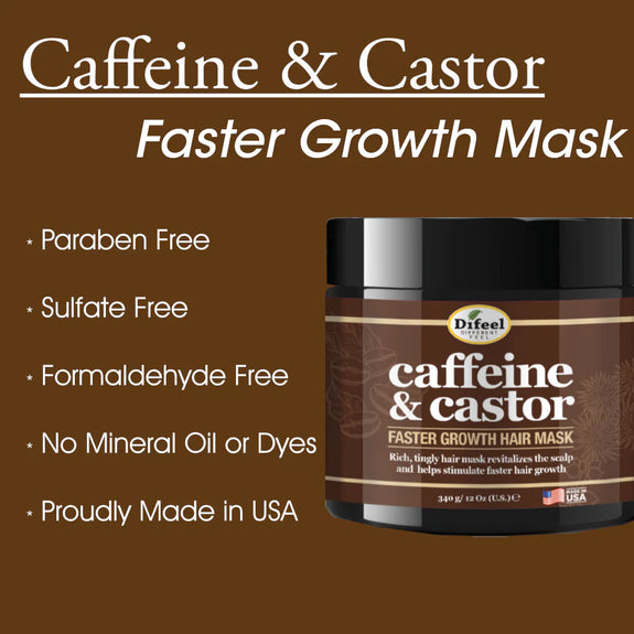 DIFEEL CAFFEINE AND CASTOR FASTER GROWTH HAIR MASK 12 OZ